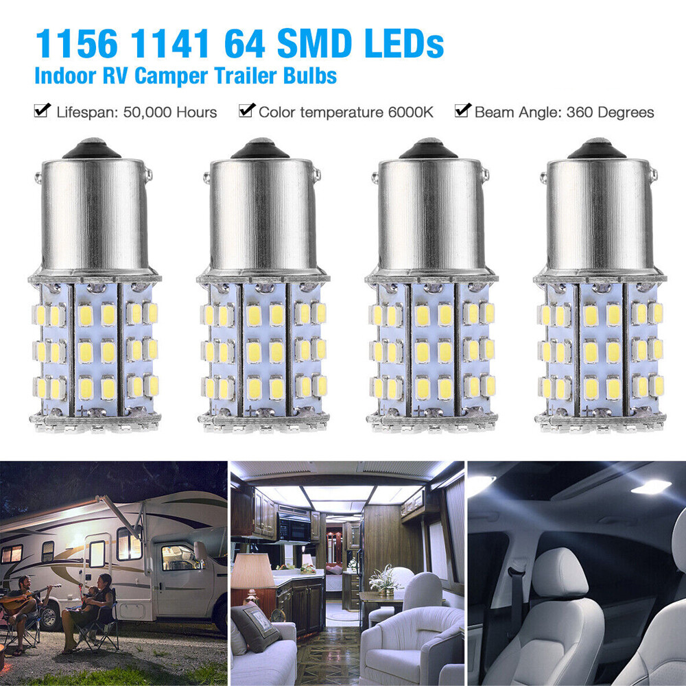 20x Super White 1156 1141 64SMD RV Camper Trailer LED Interior Light
