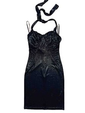 Vintage Betsey Johnson Women’s Midi Halter Slip Glitter Dress Size 8 Made In USA