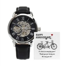 Happy Anniversary Men's Openwork Watch with Lighted Gift Box
