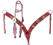 Leather Western Tack Set With Headstall ,Breast Collar and Reins.