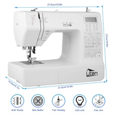Computerized Portable Sewing Machine w/ 200 Stitches, 8 Buttonholes, Embroidery