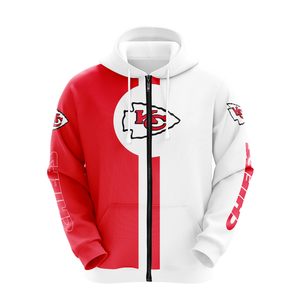 Kansas City Chiefs Men Hooded Zipper Hoodie Sports Sweatshirts Jacket