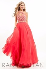 Rachel Allan 7072 Coral Stunning Pageant Gala Gown Dress sz 14