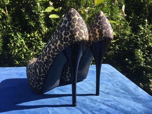 Shi By Journeys Sparkle Leopard Dominatrix High Heels Womens Stiletto Shoes Sz 6 - Picture 5 of 7