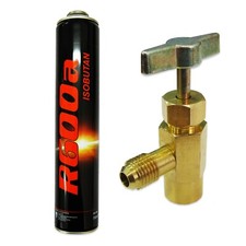 REFRIGERANT GAS CANISTER R600a 420g ISOBUTANE C/W BOTTLE VALVE REFRIGERATION 