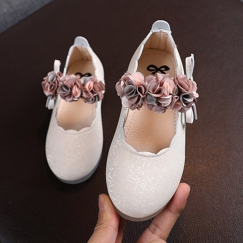 Girls Kids Flower Party Bridesmaid Wedding Baby Dress Dance Princess Shoes - Picture 10 of 13
