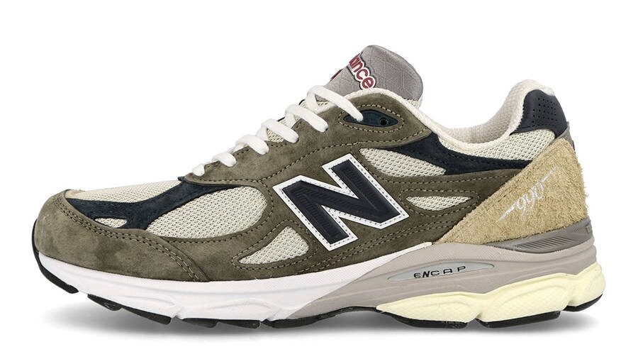 Brand-New DS New Balance 990v3 MiUSA Grey Blue Olive Size 10