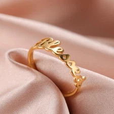 Custom Name Band Ring Stainless Steel Personalized Jewelry Gold Silver Rose Gold