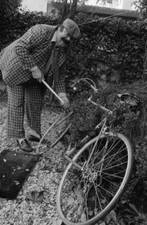 The singer Moustache � velo in Paris in France 1973 Old Photo