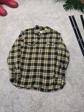 Vintage Levi's Flannel Mens Shirt Large Long Sleeve Button Black Plaid Pockets