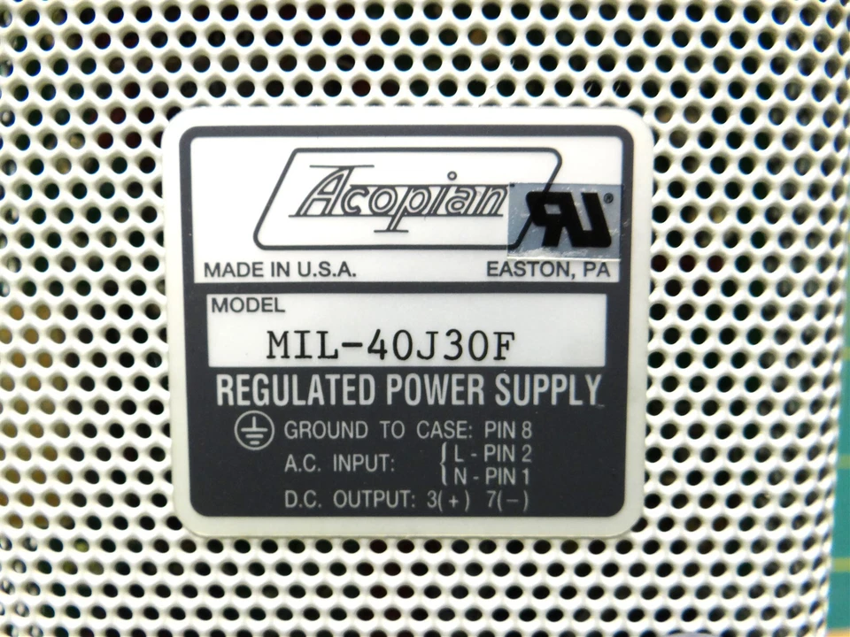 Acopian MIL-40J30F Regulated Power Supply 105-125V Input 40 Output 0.3A, AS Case - Image 2 of 4