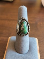 Vintage Southwestern Native American Sterling  Green Turquoise Ring Size 6, 8g