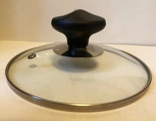 Tempered Glass & Stainless  Steel Pot Lid with Black Silicone Handle 6.5"