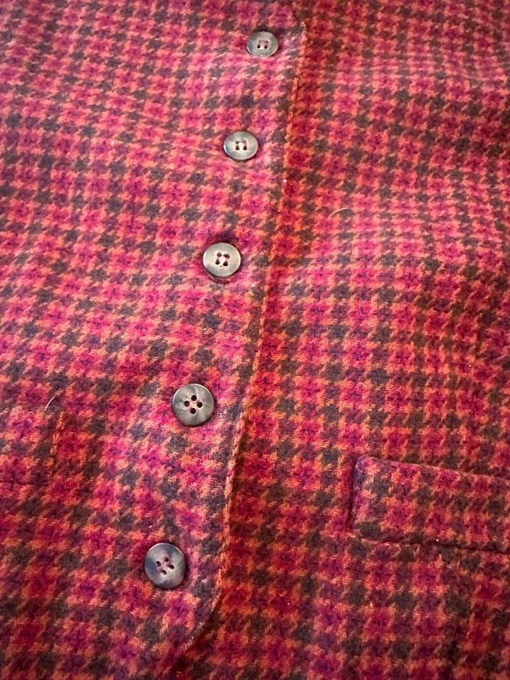 ВИНТАЖНЫЙ GAP KIDS ШЕРСТИ СМЕСЬ КЛЕТКУ HERRINGBONE ИТАЛИИ СДЕЛАНО ЖИЛЕТ МАЛЬЧИКОВ M/L 8 10 - Изображение 3 из 4