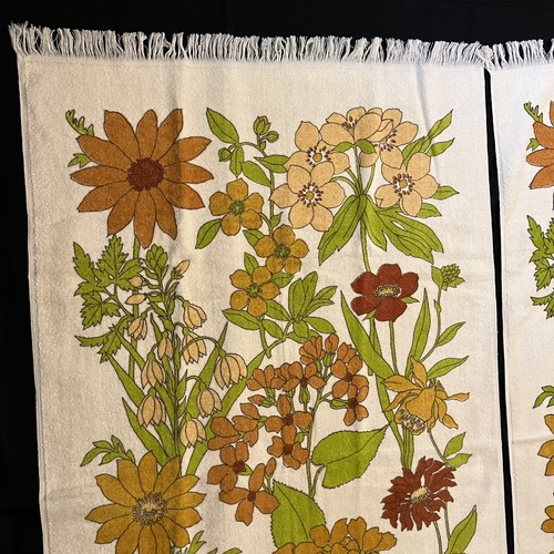 Unbenutzt Vintage Menge 2 Fieldcrest Fransen Badetücher 42"x24" Blumen Wildblumen - Bild 3 von 8