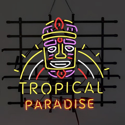 Tropical Paradise Neon Sign 24"x20" Home Bar Man Cave Wall Decor Artwork Gift - Picture 2 of 3