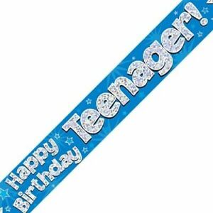 Oak Tree Farms Teenager Birthday Holographic Banner - Blue