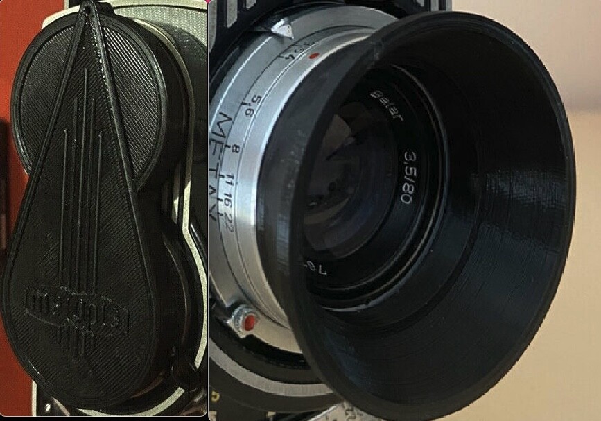 Pare-soleil et bouchon de boîtier Meopta pour appareils Flexaret VI VII et Standard en métal noir