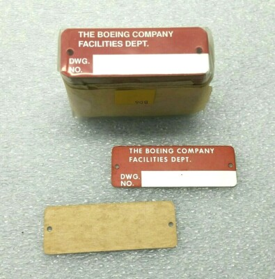#ad BOEING Aircraft Company Metal Equipment Identification Tag 2 Surplus Tag Lot $7.95