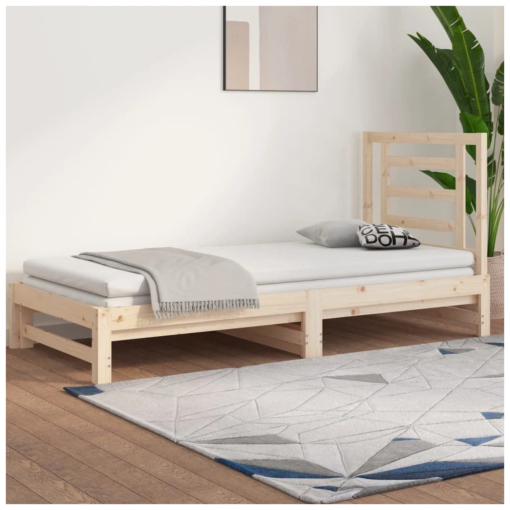 Wooden bed frame sale with pull out