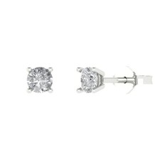 White Sapphire Stud Earrings for Women, Push back 0.2 cttw, 3.0mm, Round-Cut 