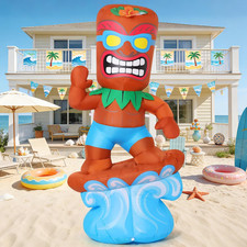 6 FT Inflatables Tiki Hawaiian Luau Surfing Outdoor Decorations Blow up Yard wit