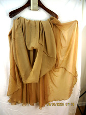 THE PARAGON SZ M NWOT Polyes/Nylon Gold-Beige 2 Layers of Chiffon Wide Hem Skirt