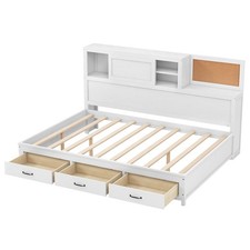 COSTWAY Daybed Frame with 3 Storage Drawers Double Guest Bed
