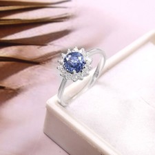 Fine Quality Blue Sapphire Gemstone 6x6 MM, 925 Sterling Silver Engagement Ring