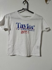 TAYLOR SWIFT FOR PRESIDENT SWIFTIES SHORT SLEEVE WHITE SHIRT YOUTH L KIDS NWT