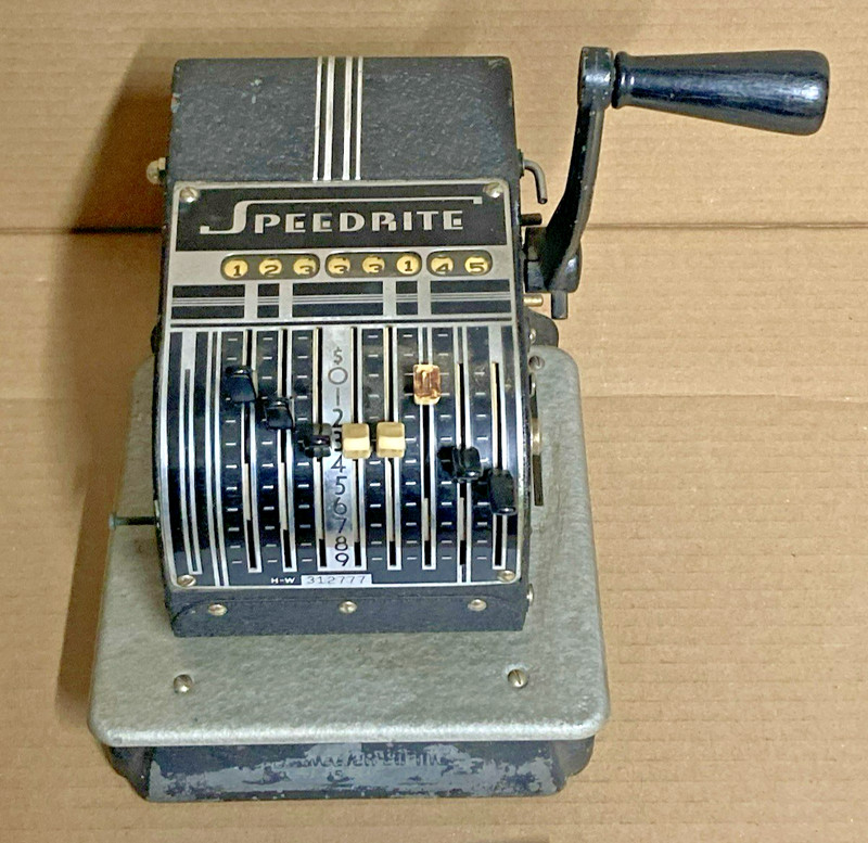 Vintage Speedrite Check Writer Stamping Machine Steampunk $# Time Stamp New York