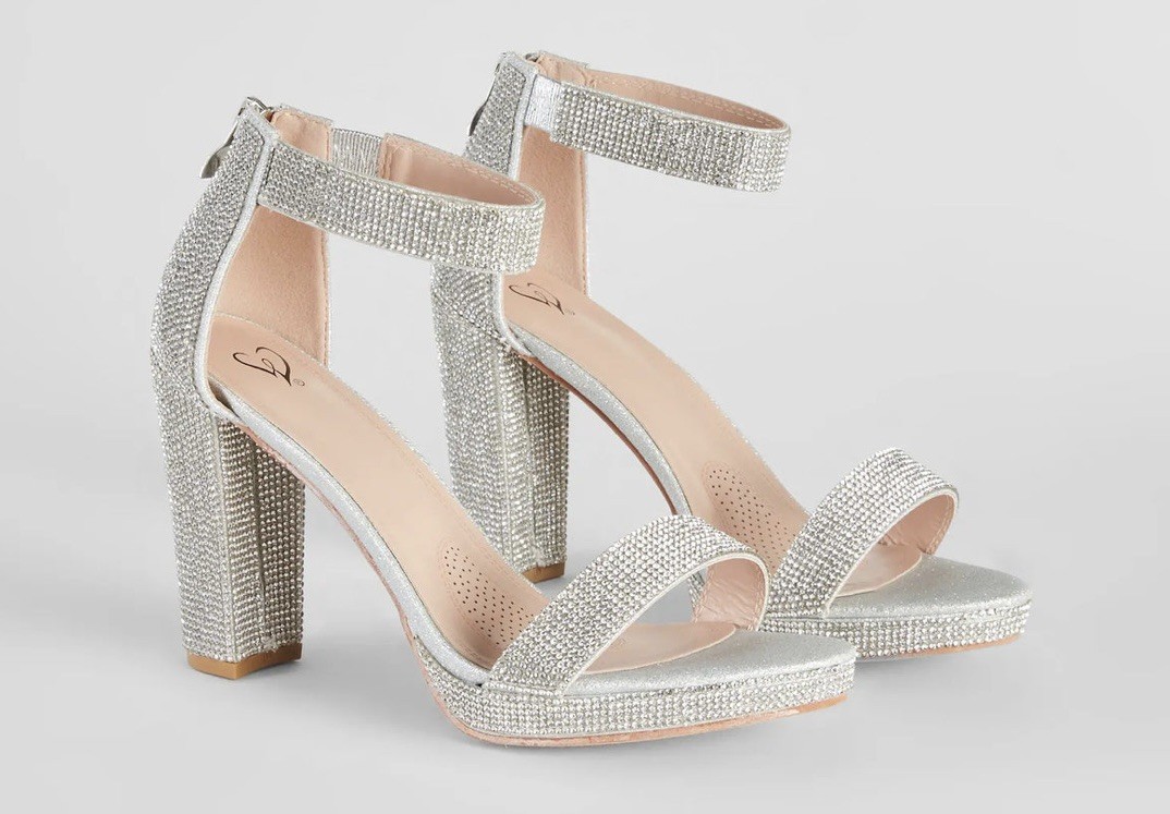 APL sandalo windsor sliver strass bling zeppa tacco NUOVO $42 90. TG 7