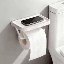 Self Adhesive Toilet Paper Holder with Shelf, No Drill Wall Mounted Bathroom