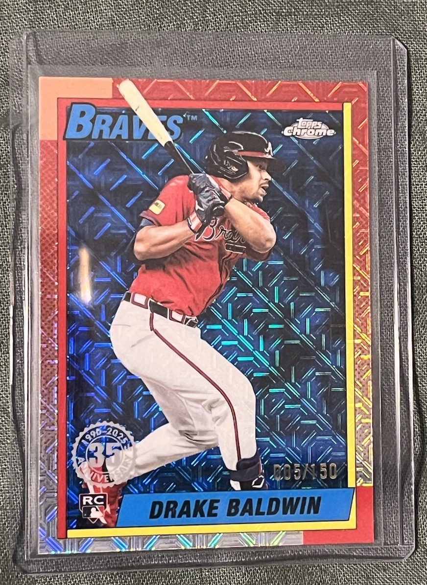2025 Topps Update Drake Baldwin Silver Pack 1990 Chrome RC Blue Refractor #/150