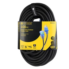 Utilitech 100-Ft 12 / 3 Heavy Duty 3 Prong Black Indoor/Outdoor Extension Power 