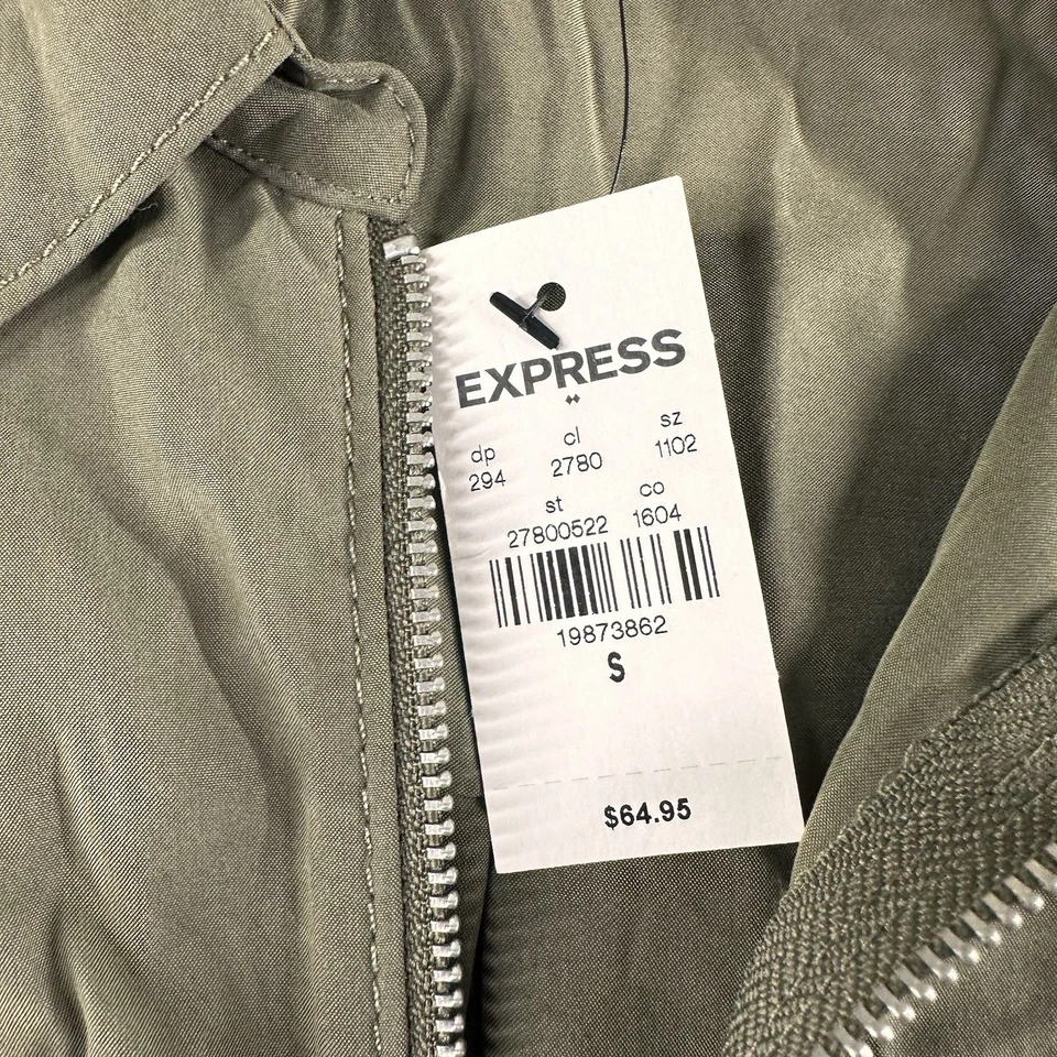 Express Dress 拉链女式小号军队绿色实用短袖迷你新品 — 第 3/4 张图片