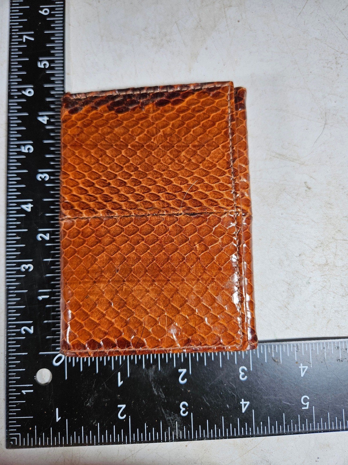 Vintage Python Snakeskin Trifold Wallet Brown Gen… - image 2