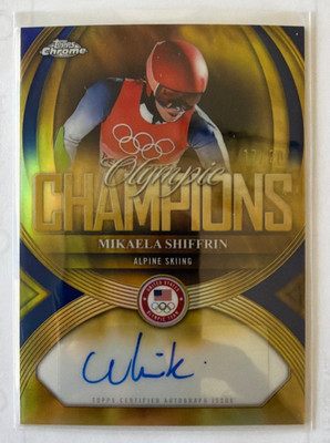 Topps Chrome Mikaela Shiffrin Olympics auto card 17/20 blue