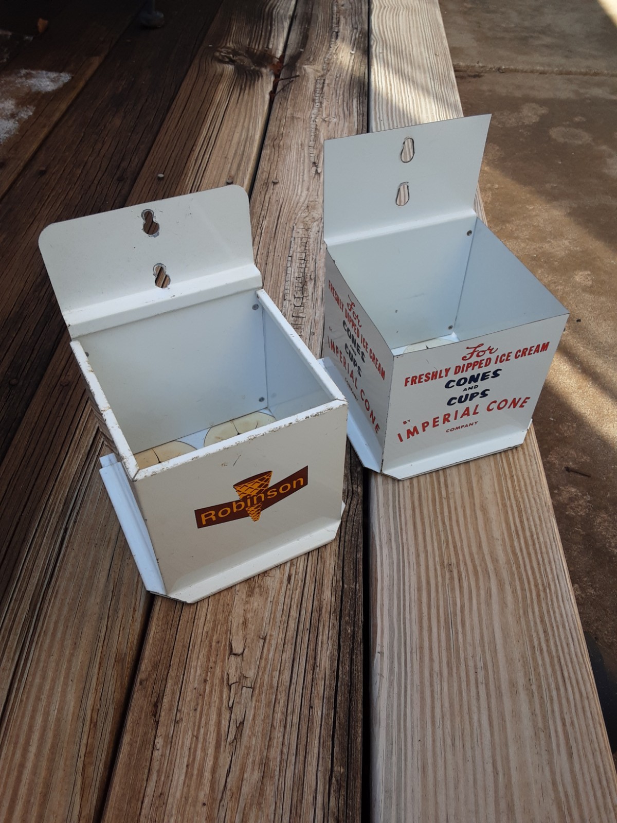 Two Ice cream cone dispensers vintage 1960's Robinson and Imperial.