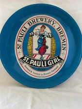 Vintage St. Pauli Girl Brewery Metal Beer Advertising Collectible Tray Germany