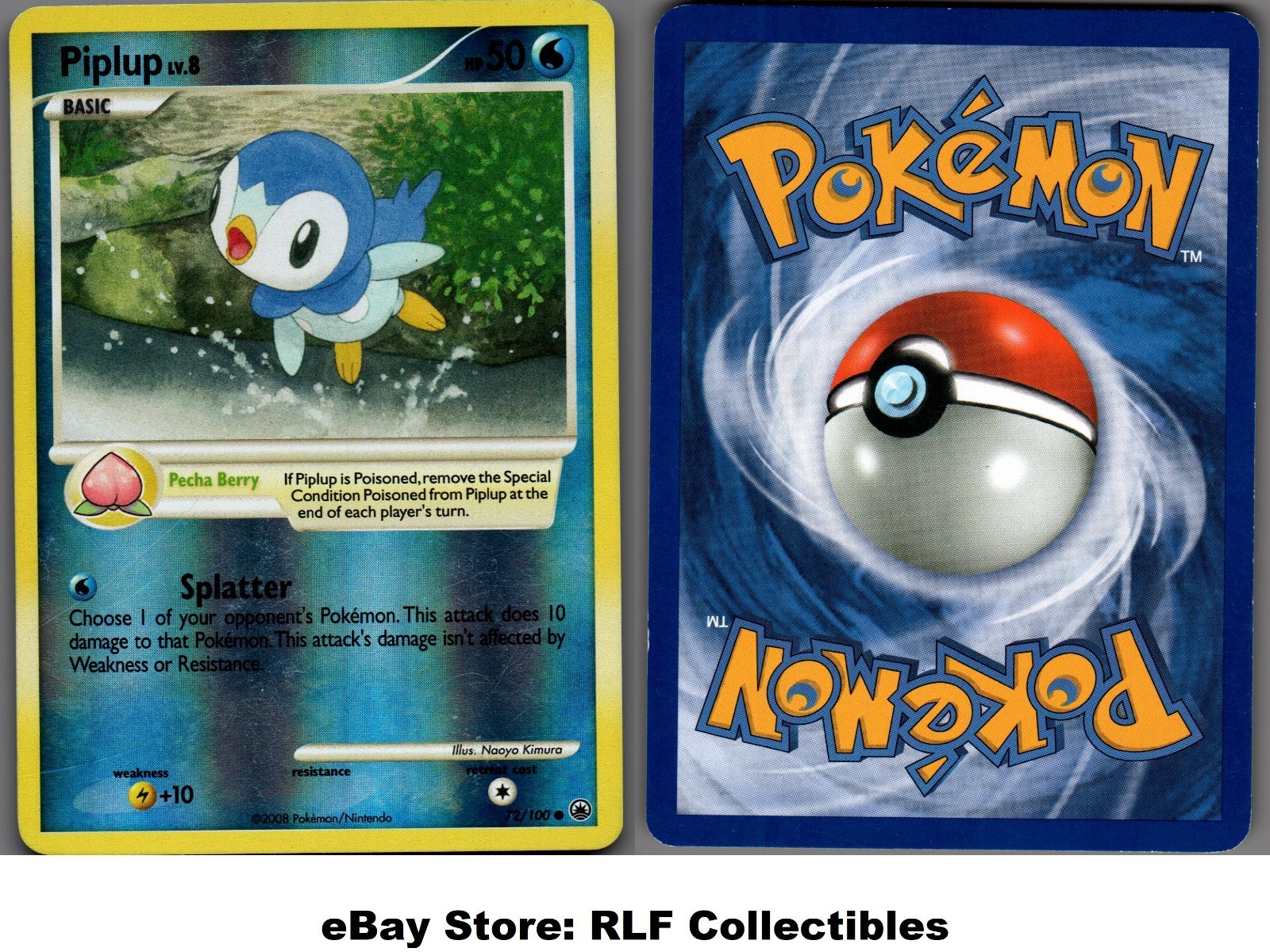 2008 Pokemon, D&P Majestic Dawn, #72/100 Piplup Lv. 8, Reverse Holo Common