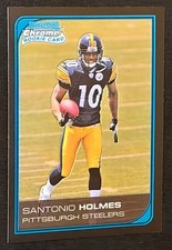 Santonio Holmes Rookie Card RC - 2006 Topps Bowman Chrome #227 - Steelers Cards. rookie card picture