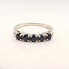 Sterling Silver Natural Sapphire 5 Stone Ring Wedding Anniversary Band sz7