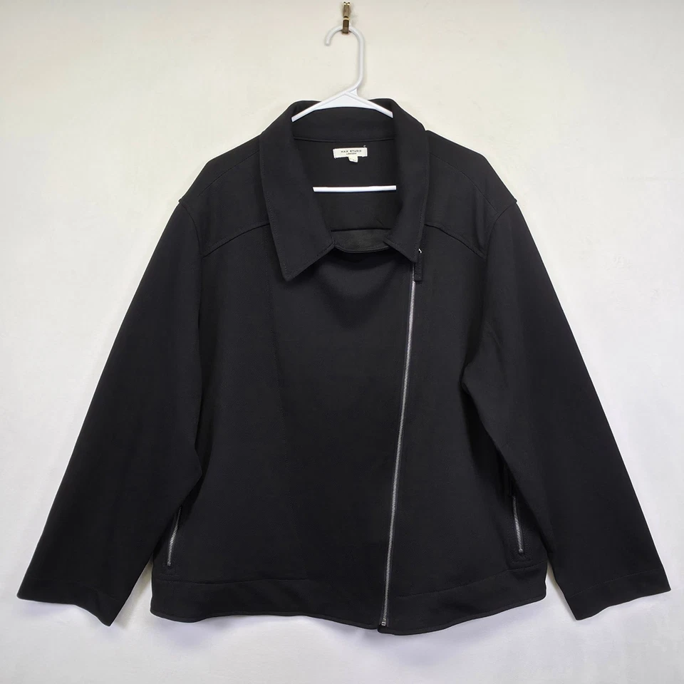 Chaqueta MAX STUDIO Mujer 3X Negra Asimétrica Estructurada Motociclista Moderna Blazer Foto 3 de 4