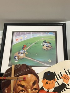 yogi berra Phil Rizzuto Whitey Ford Signed Woody Woodpecker Cel