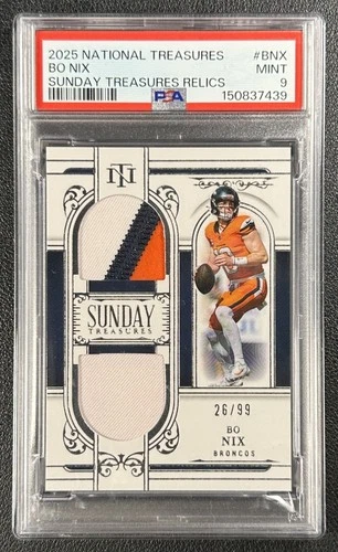 BO NIX PSA 9 2025 PANINI NATIONAL TREASURES SUNDAY DUAL JERSEY PATCH 26/99
