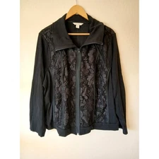 Laura Ashley black lace zip up lightweight jacket