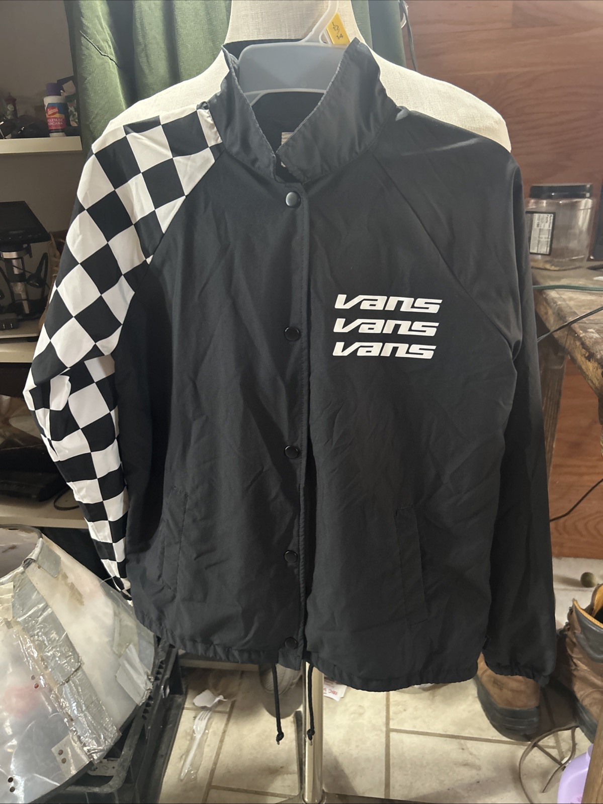 Vans Checkered Button Down Windbreaker Size XS  W… - image 10