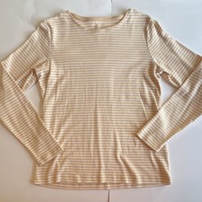 Christopher & Banks Women s S Cream/White Str...