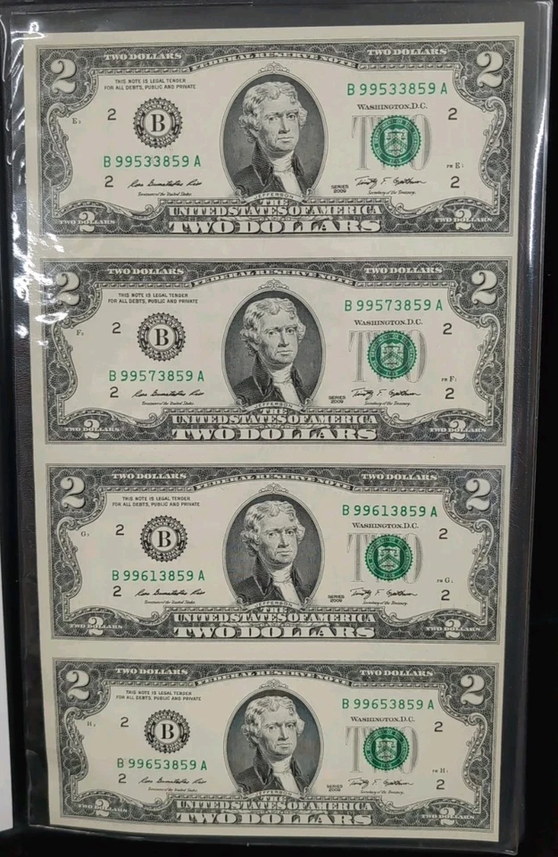 World Reserve Monetary Exchange U.S. Government Uncut Sheet Of $2Notes - Image 3 of 4